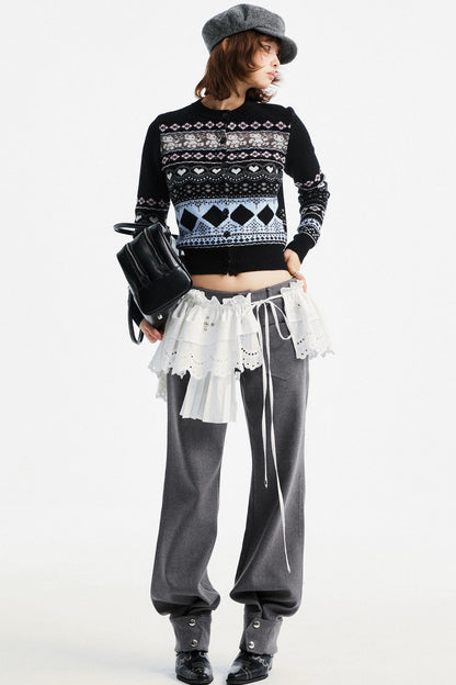 Gray Tapered Flared Pants