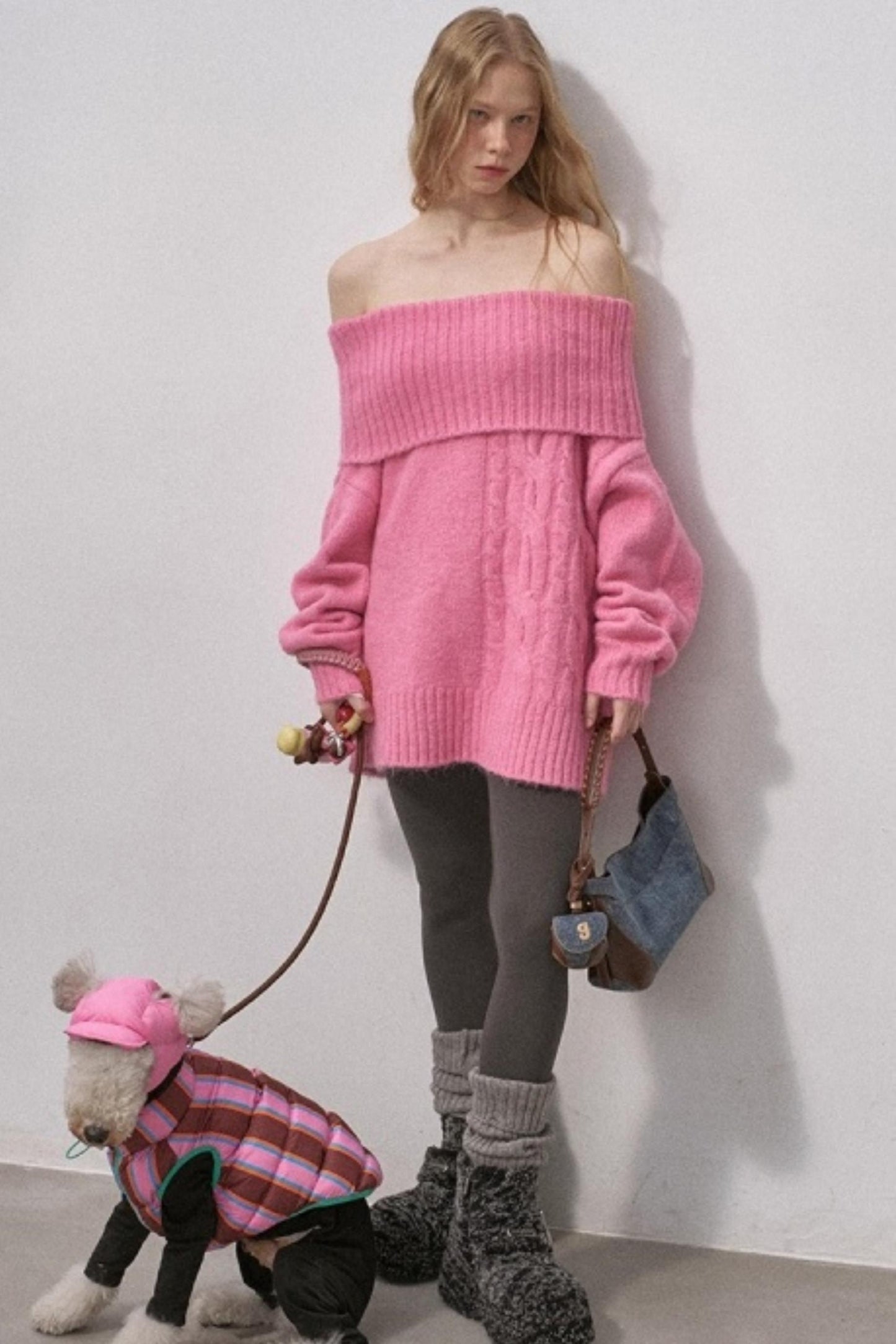 One-Shoulder Cable-Knit Sweater