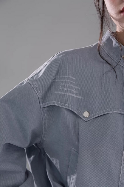 Distressed Rock Denim Jacket Set-Up