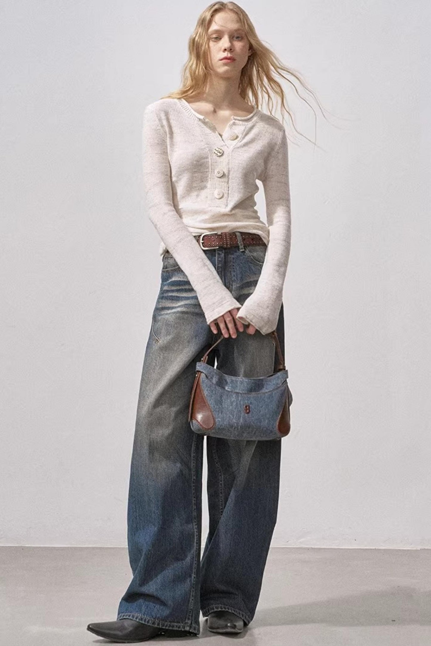 Henry Collar Sequin Knit Sweater