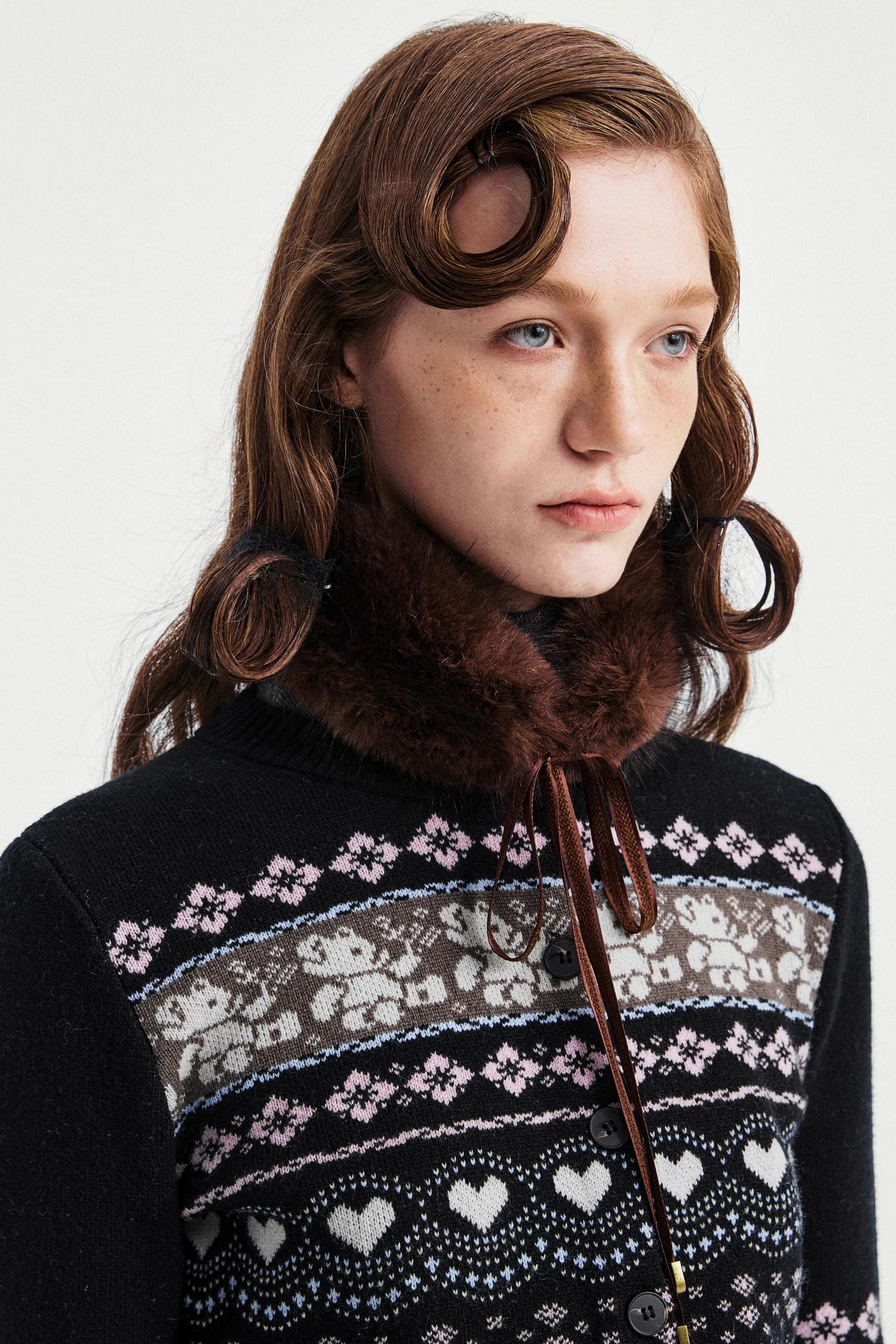 Lace-Up Fur Collar Scarf