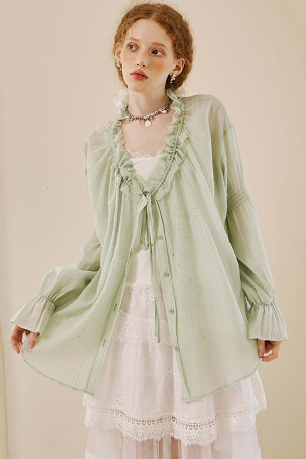 Retro Butterfly V-Neck Top