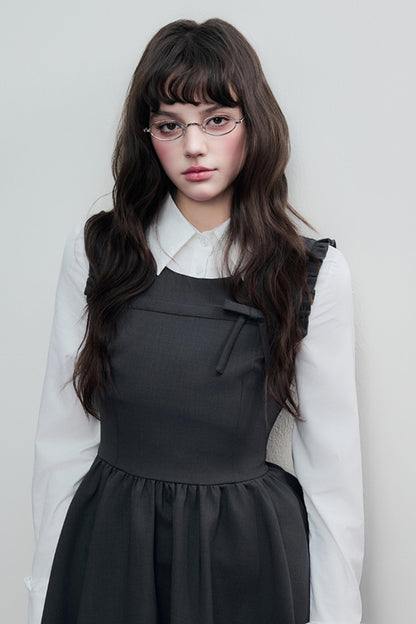 Spring Lace Bow Waist Tank Dress