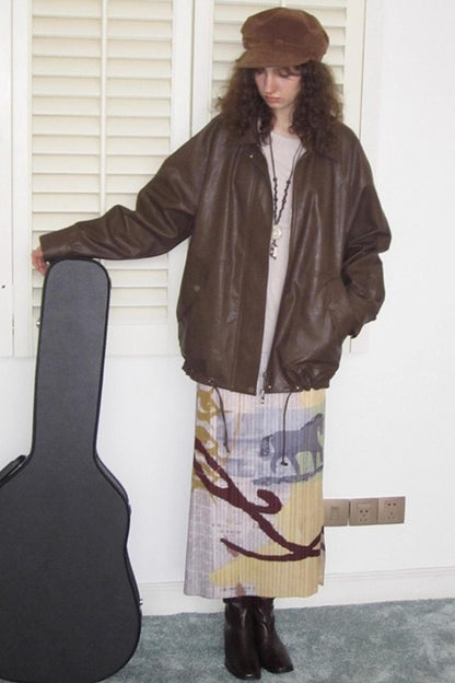 Vintage Matte Coffee Leather Jacket