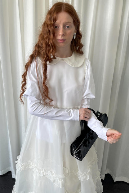 Puff Sleeve Crew Neck Long-Sleeved Top