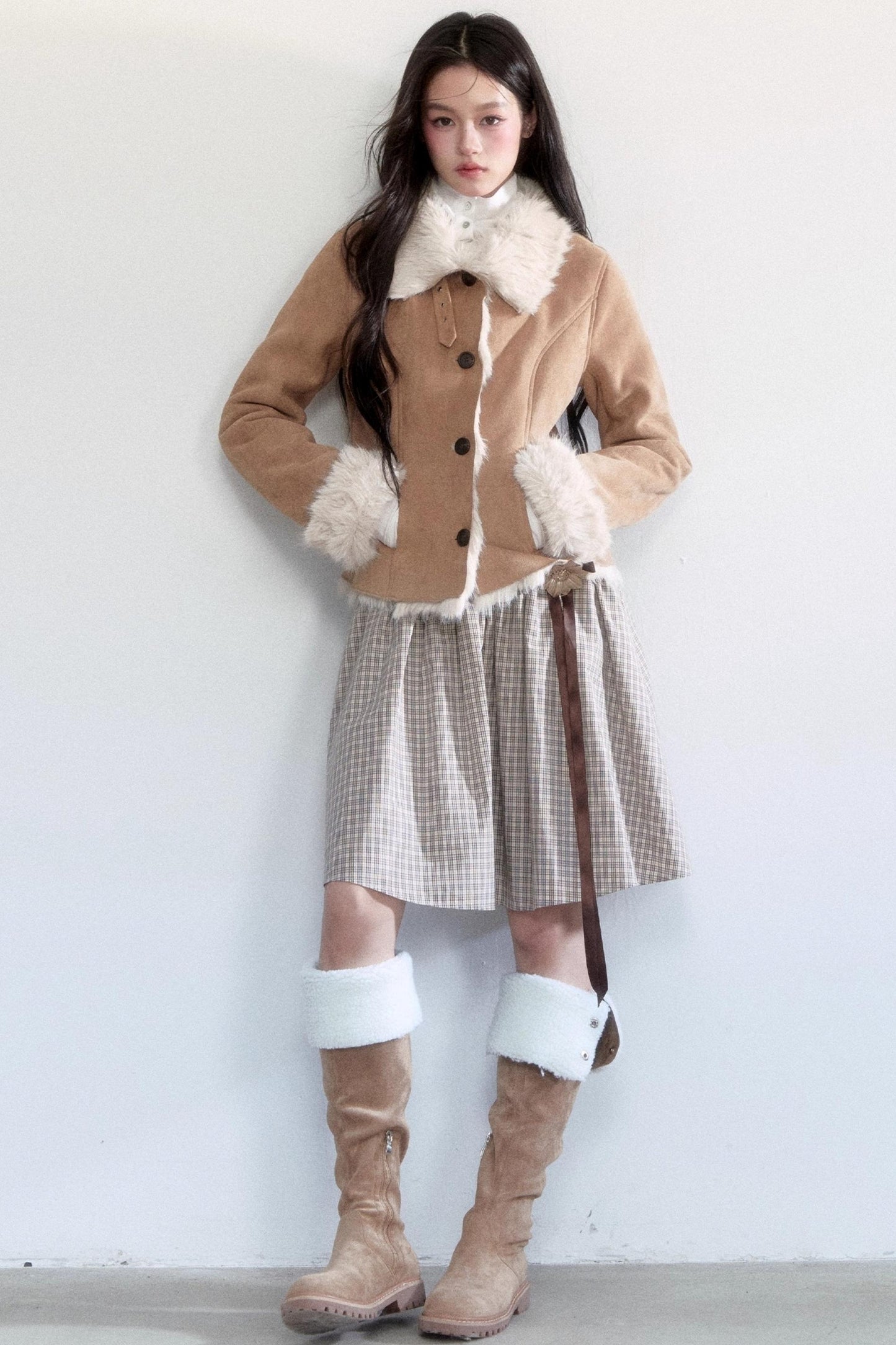 Flower Lace-Up Midi Skirt