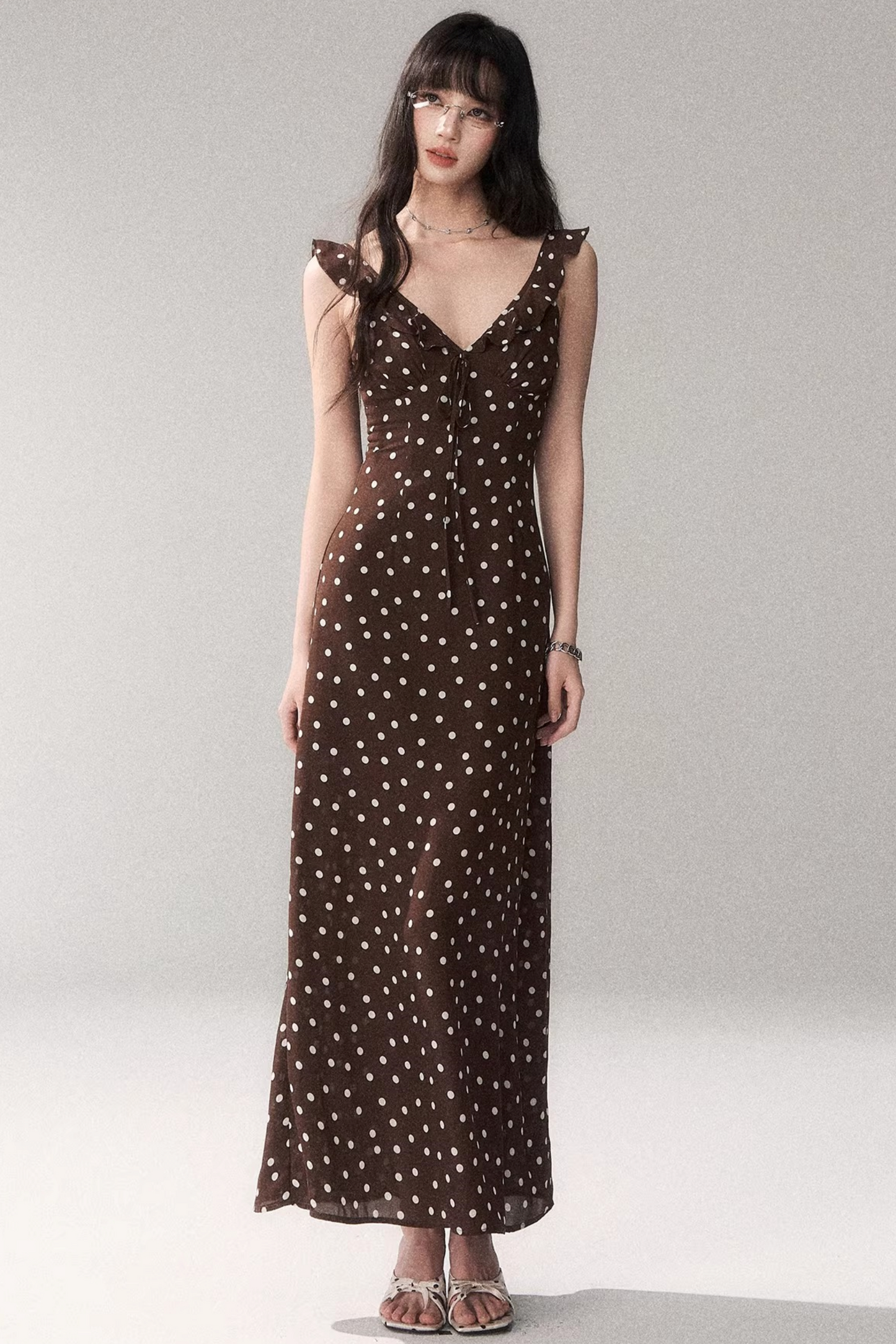 Brown Polka Dot Summer Dress