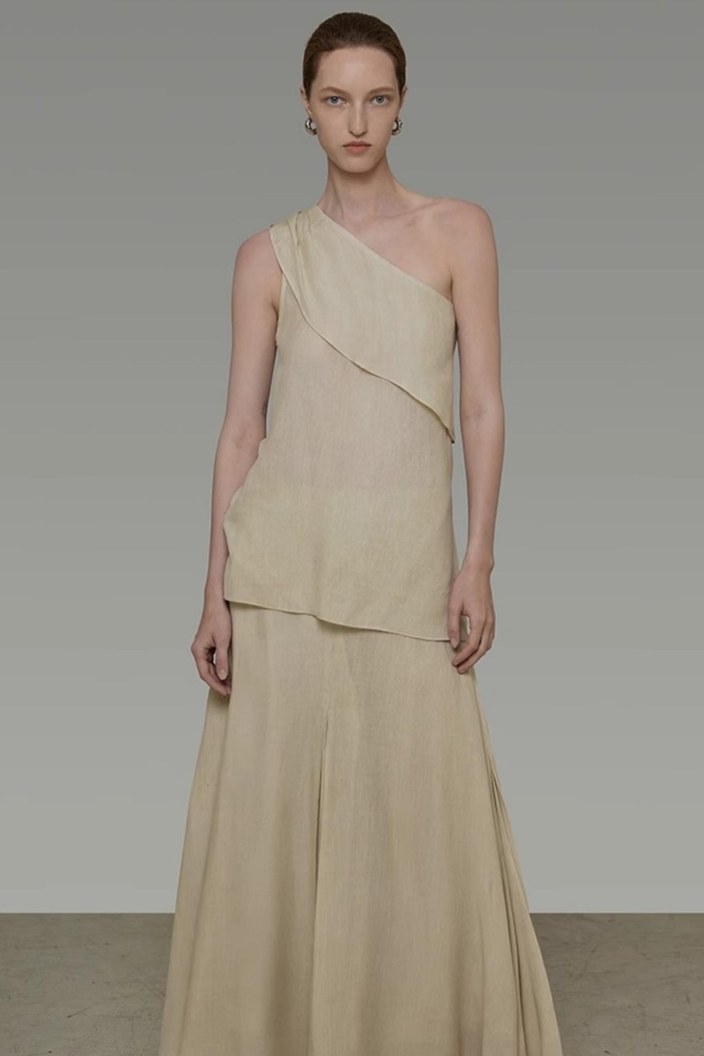 One-Shoulder Draped Two-Piece Set-Up