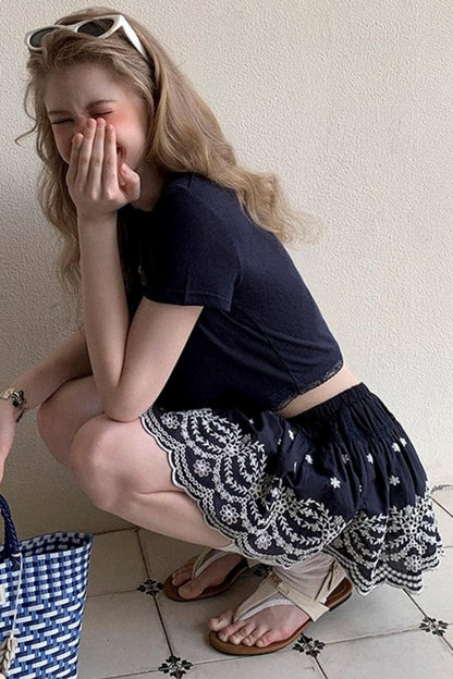 Embroidery Lace A-Line Skirt