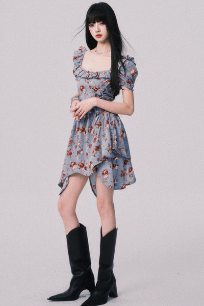 Asymmetrical Bubble Sleeve Dress