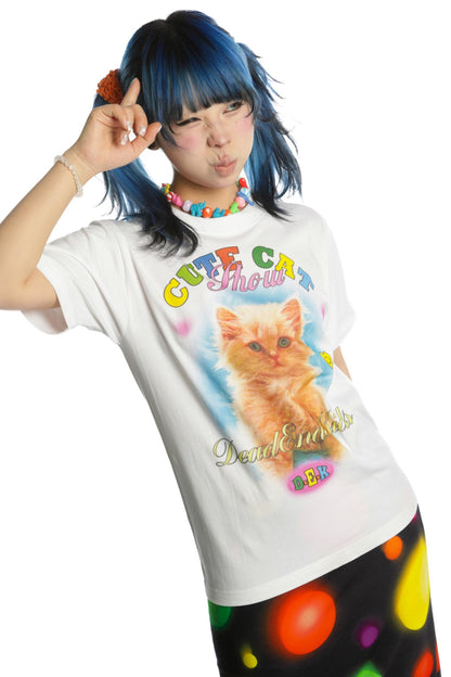 Cute Cat & Dog Print Slim Shoulder T-Shirt