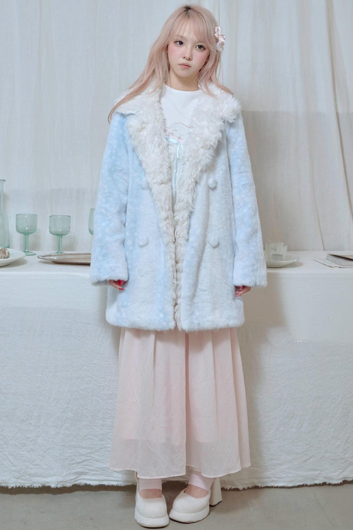Fawn Print Rabbit Fur Coat