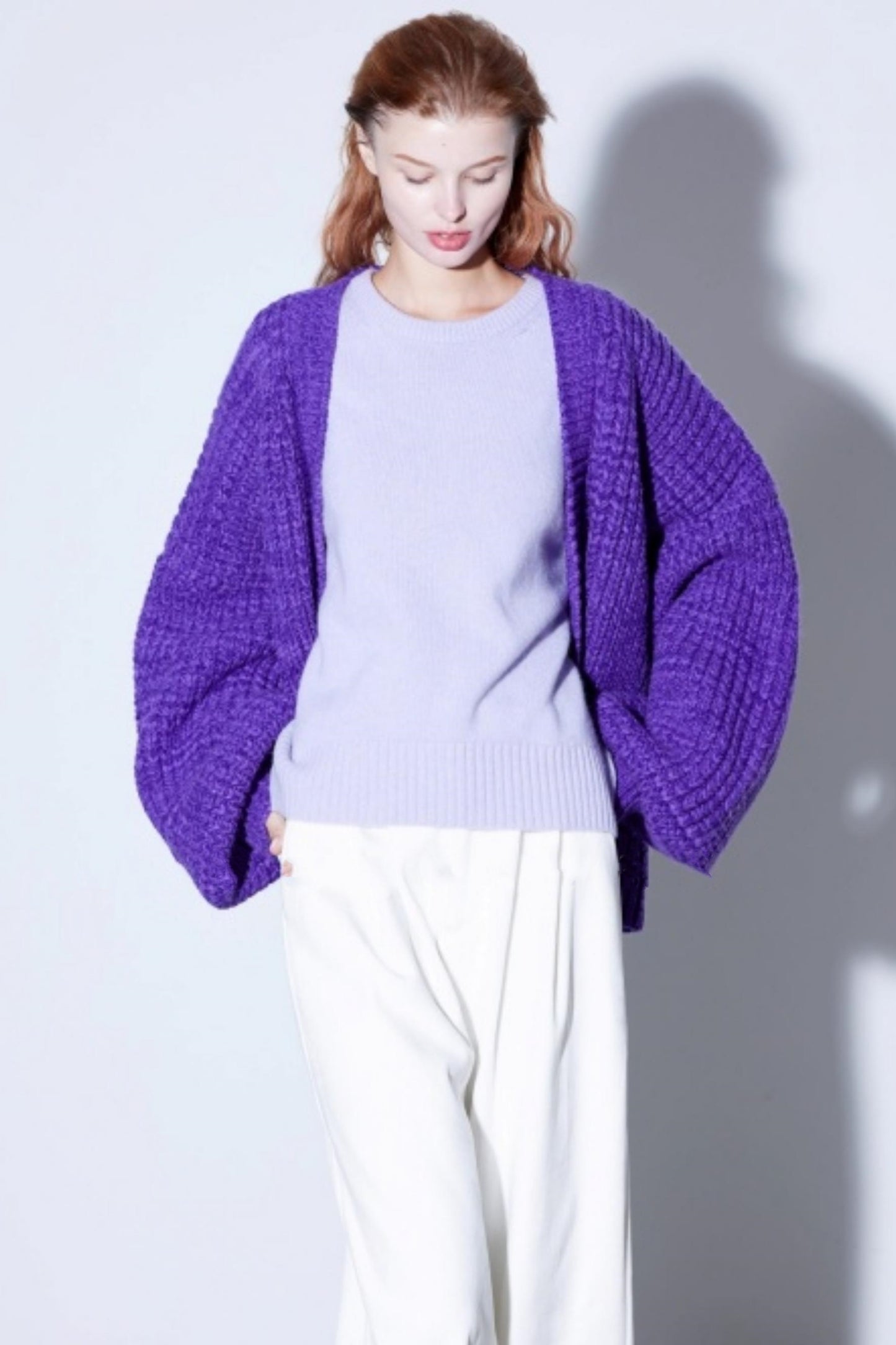 Heavyweight Two-Tone Lantern Cardigan