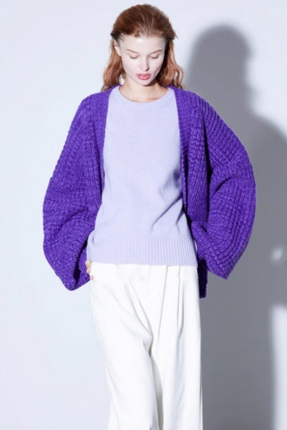 Heavyweight Two-Tone Lantern Cardigan