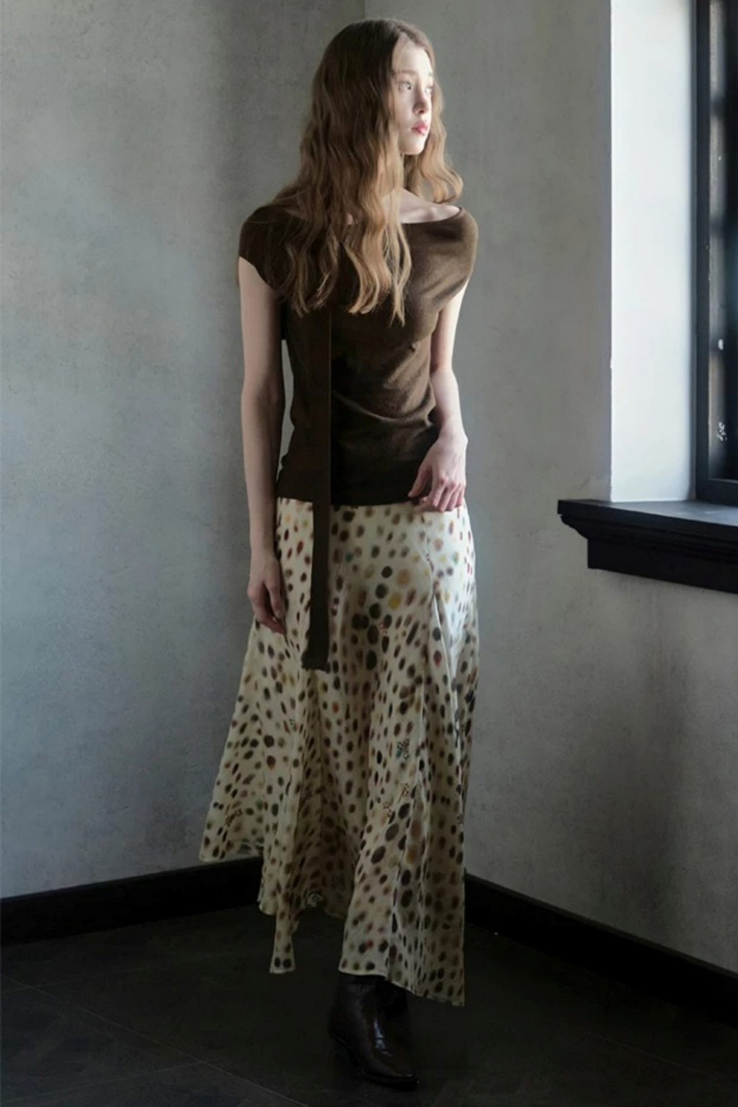 Artistic Polka Dot Asymmetrical Skirt