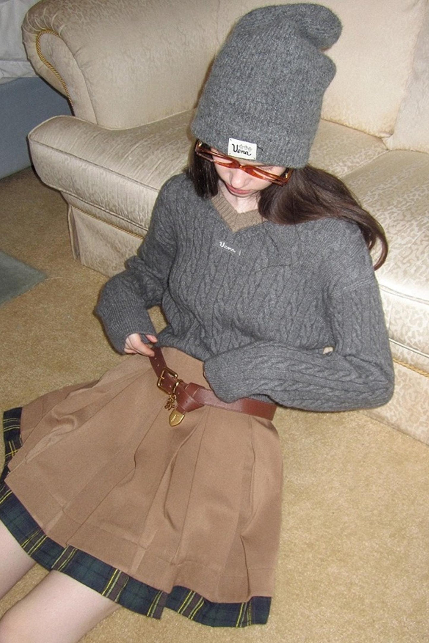 Retro Color-Blocked Knit Sweater