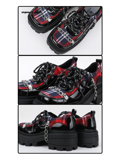 Rock Chain Plaid Platform Shoes