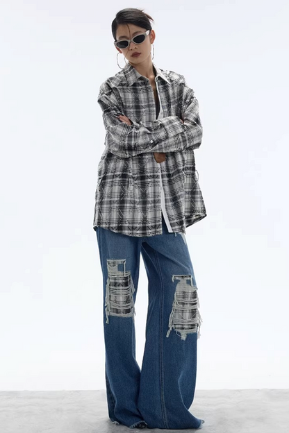 Plaid Checkered Shirt Jacket