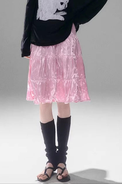 Sparkling Pearlescent Satin Skirt