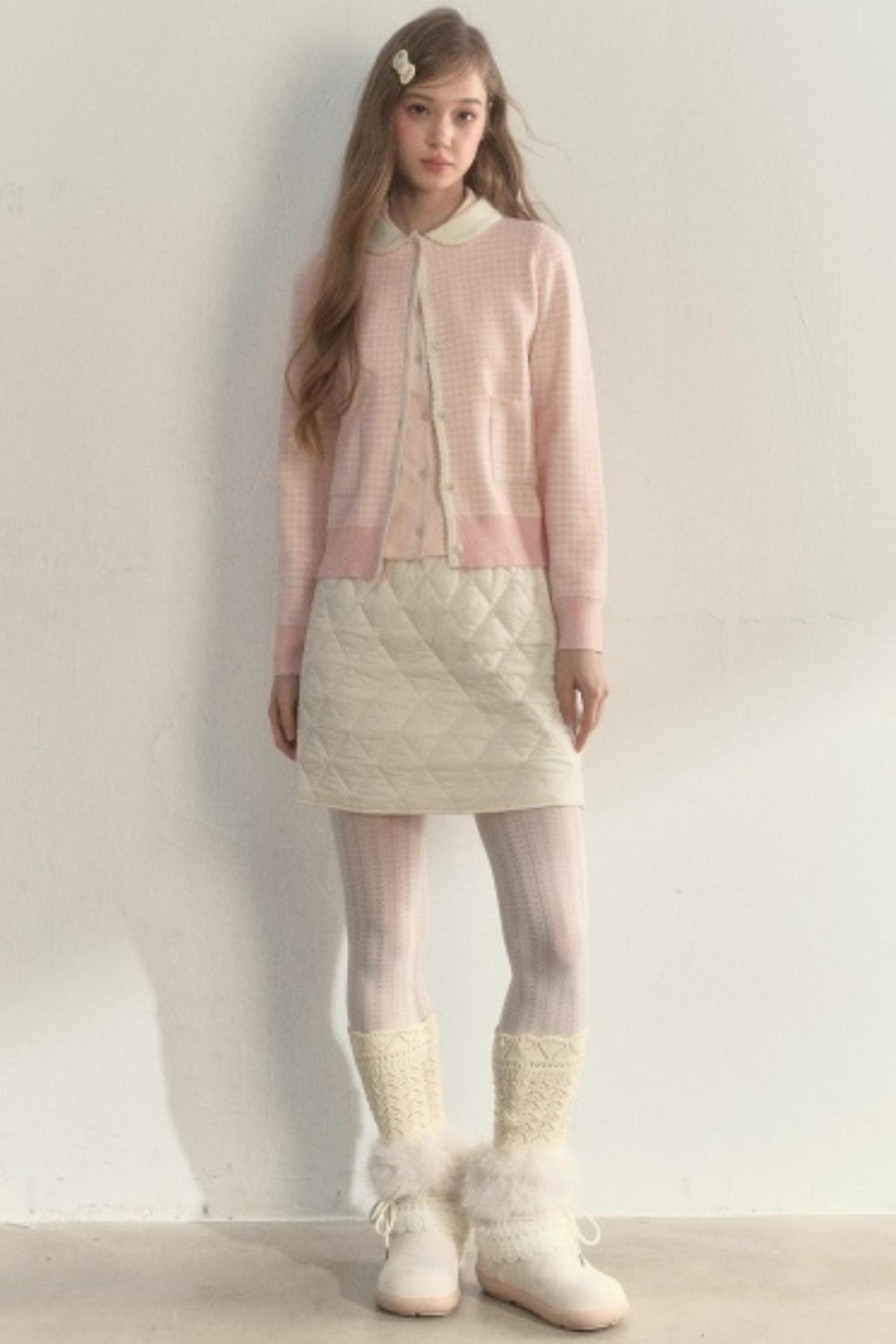 Pink Plaid Knitted Sweater