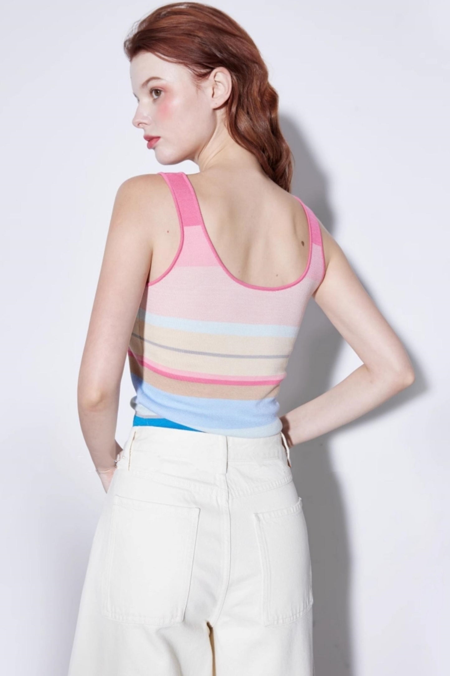 Summer Stripe Silk-Lycra Knit Vest