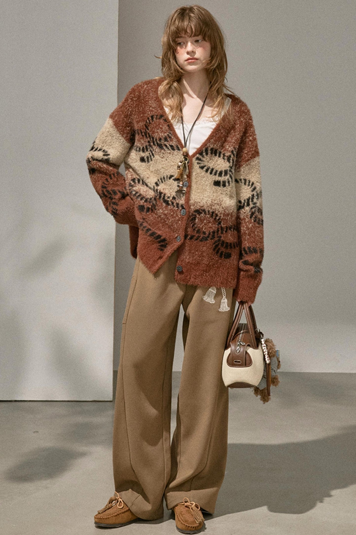 Gradient Knitted Loose Cardigan