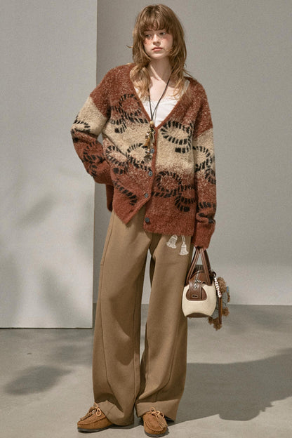 Gradient Knitted Loose Cardigan