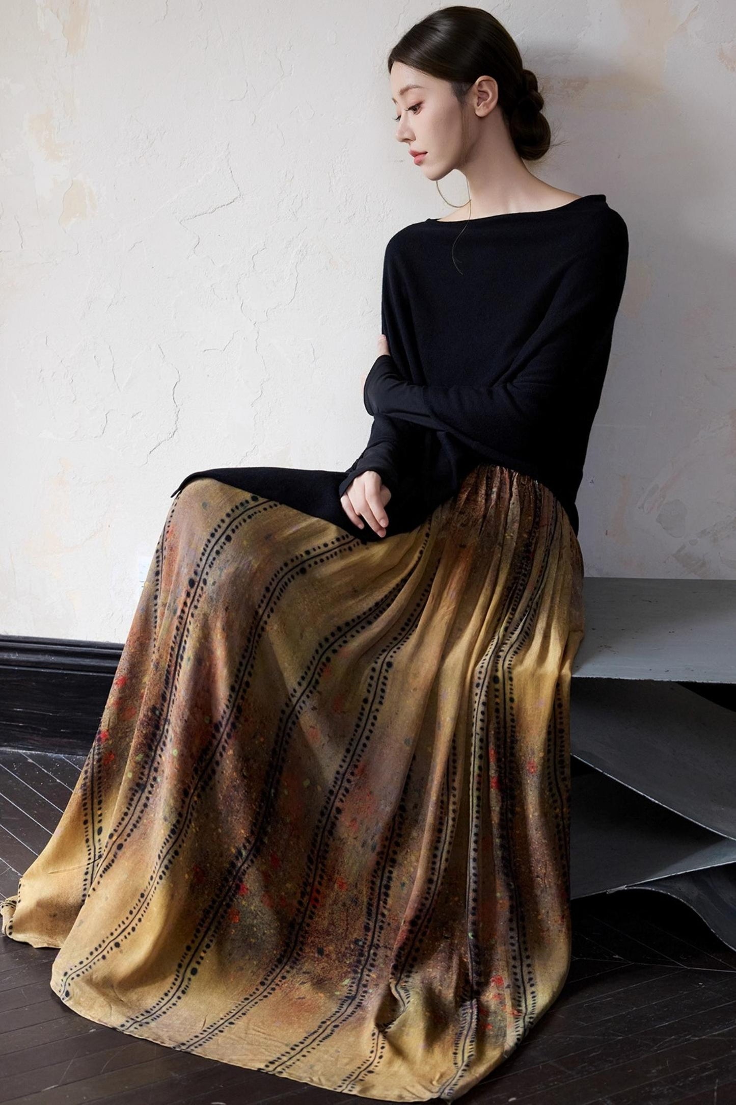 Autumn Black Wool Cloak Cape