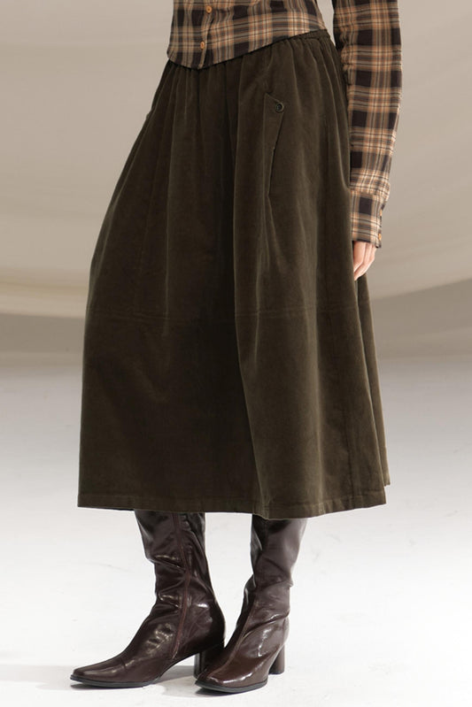 Retro Green Pleated Skirt