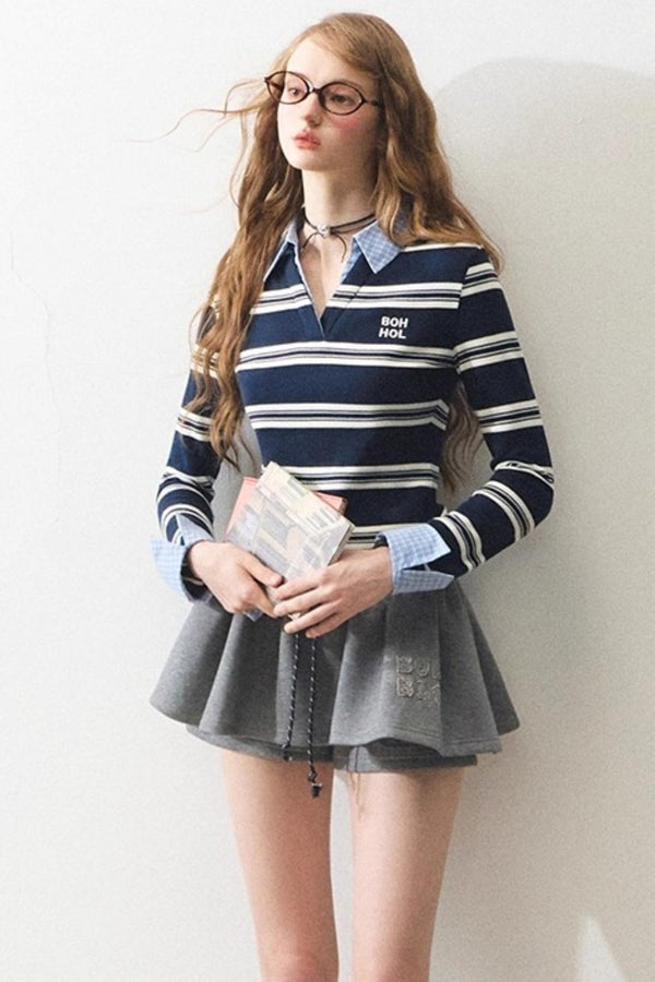 Mint Intellectual Striped Polo T-shirt