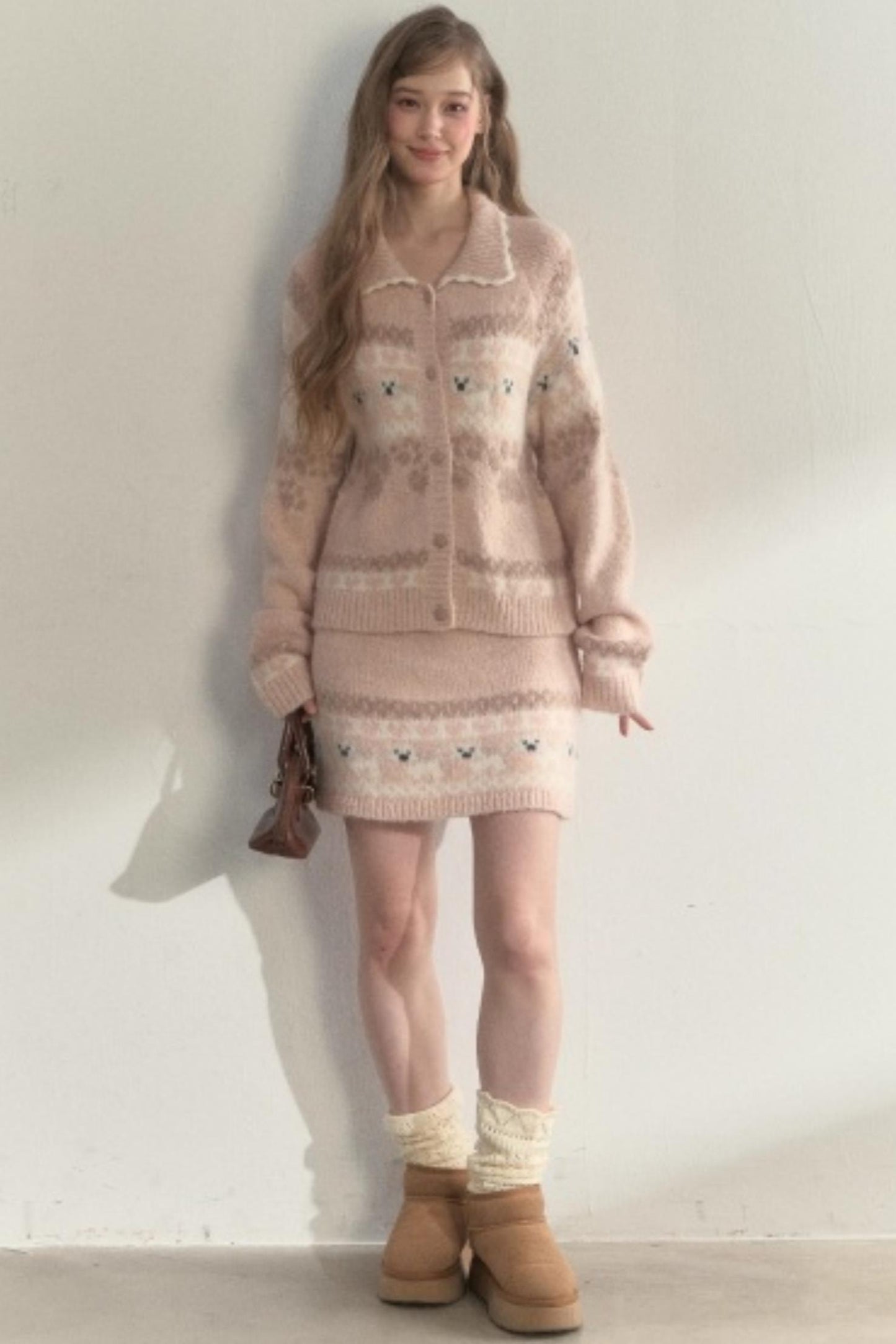 Vintage Preppy Style Knit Sweater Set-up