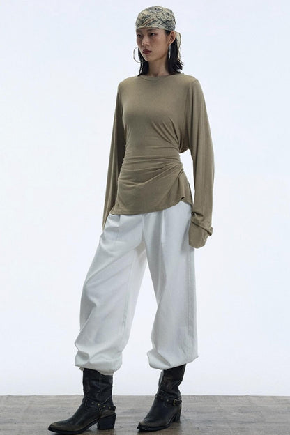 Autumn White Wide-Leg Pants