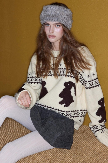 Fair Isle Rabbit Crew Neck Knit