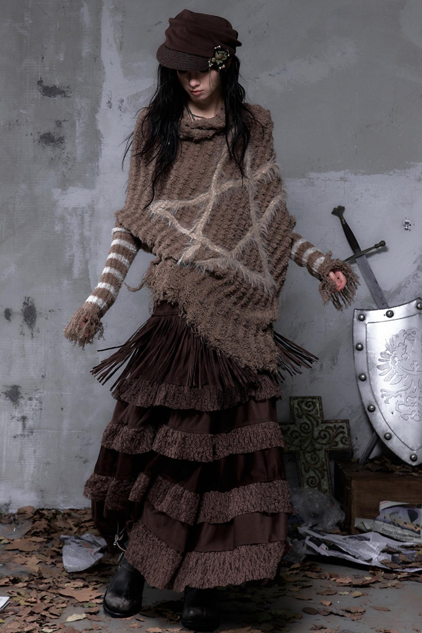 Lace Suede Tassel Skirt