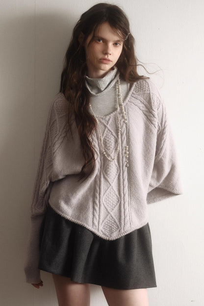 Light Purple Wool Batwing Sweater Set-Up