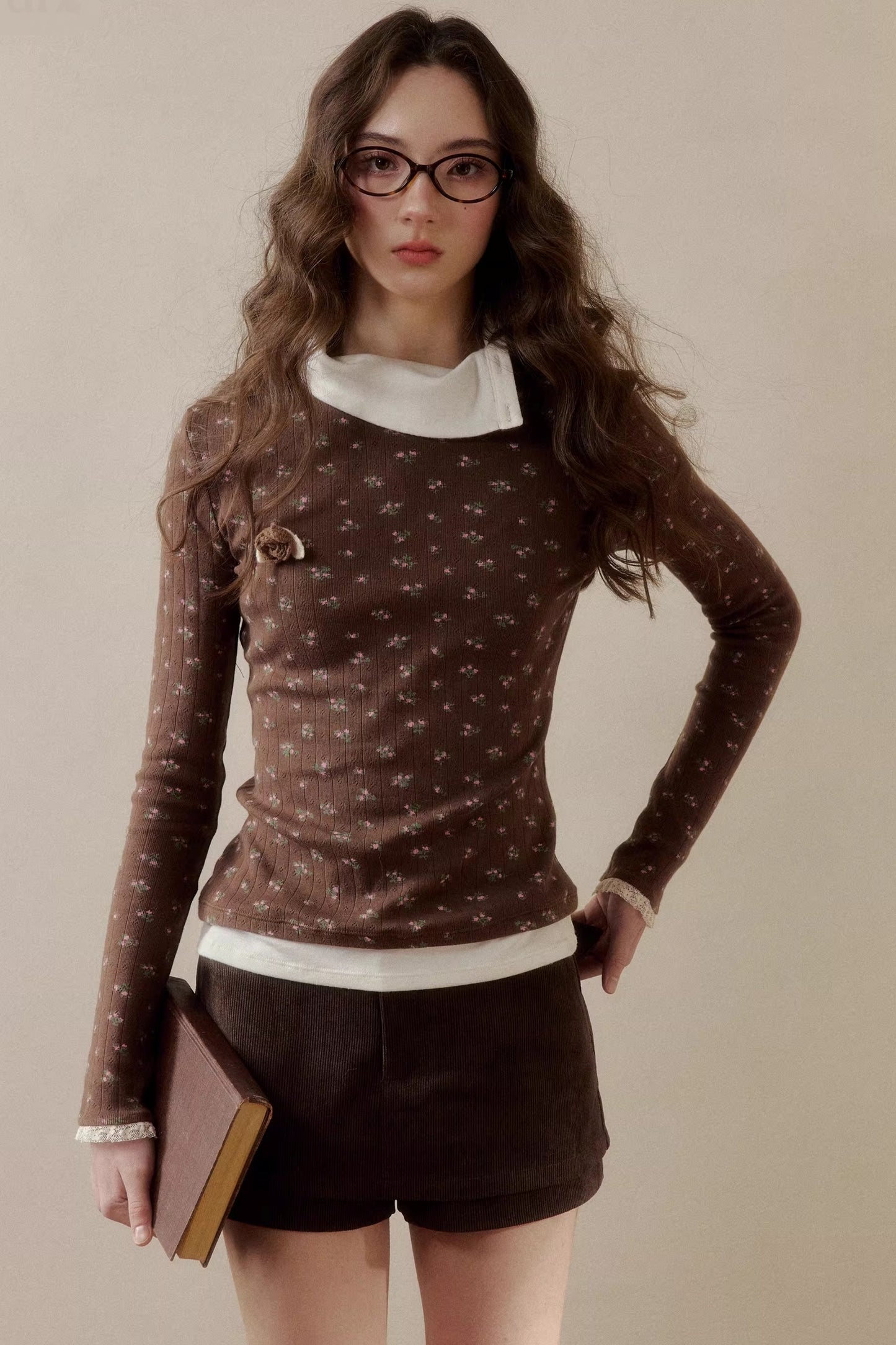 Floral Knit Long-Sleeve Top