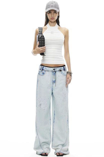 Stamp Pattern Organza Camisole Top