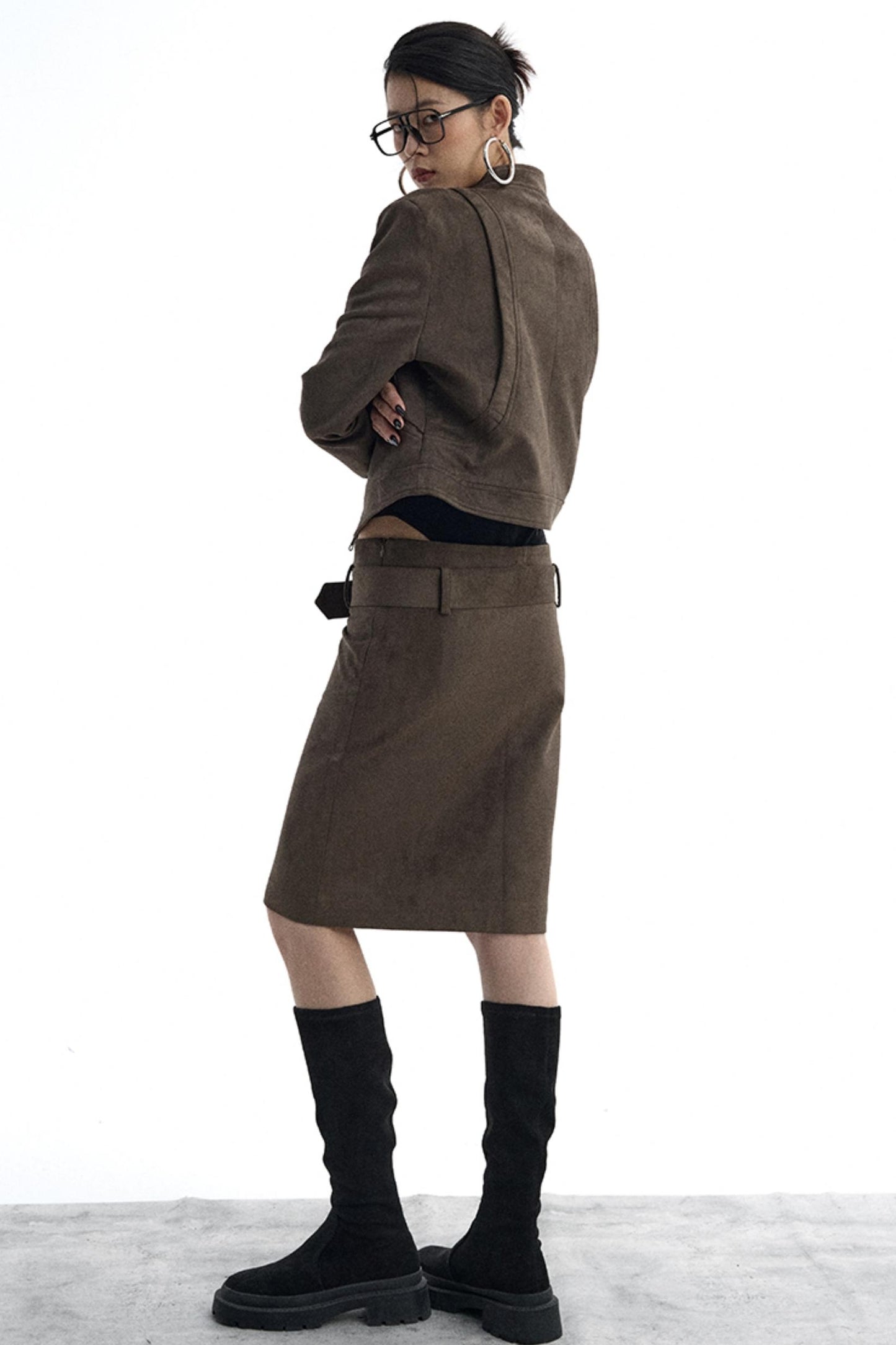 Detachable Belt Suede Skirt