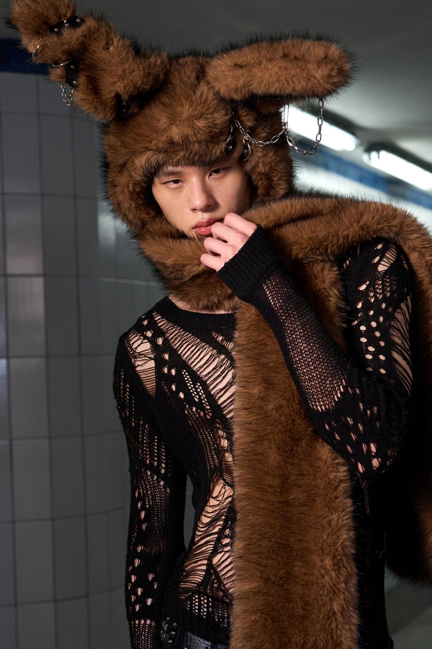 Long-Haired Patchwork Rabbit Hat