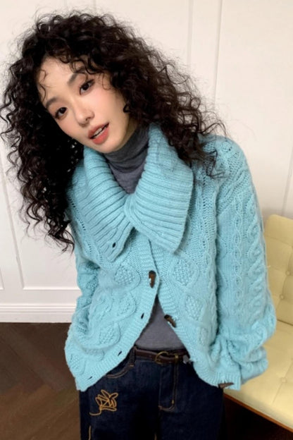 Wool Cable Knit Cardigan