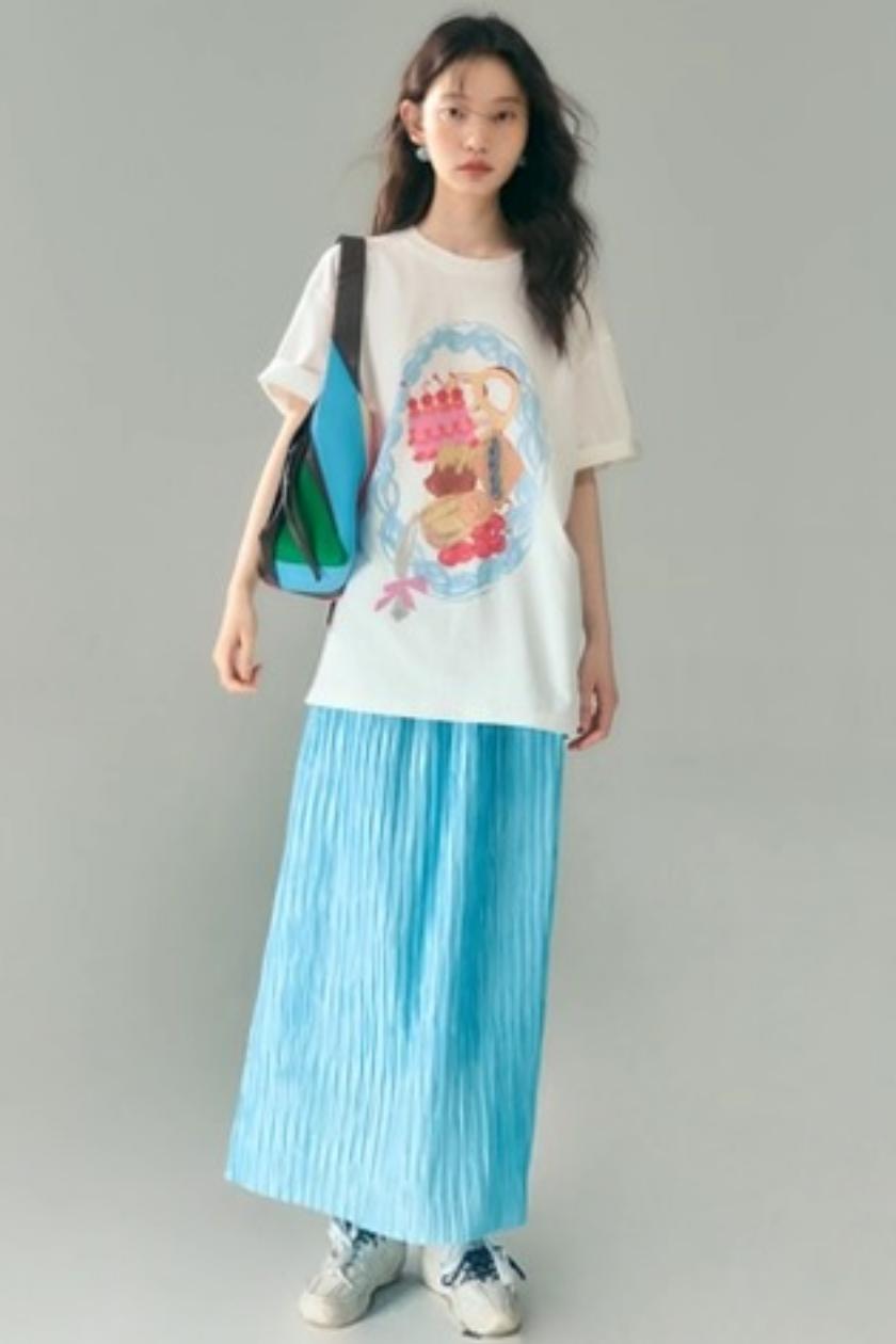 Hand-Painted Crewneck Cotton T-Shirt