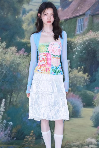 Mesh Splicing Hand-Painted Vest Top