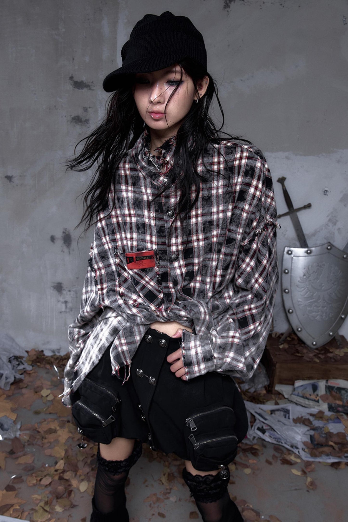 Gray Plaid Punk Shirt