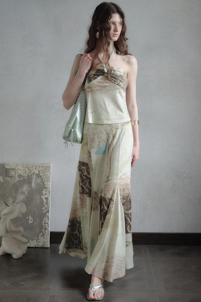 Artistic Jacquard Knit Skirt