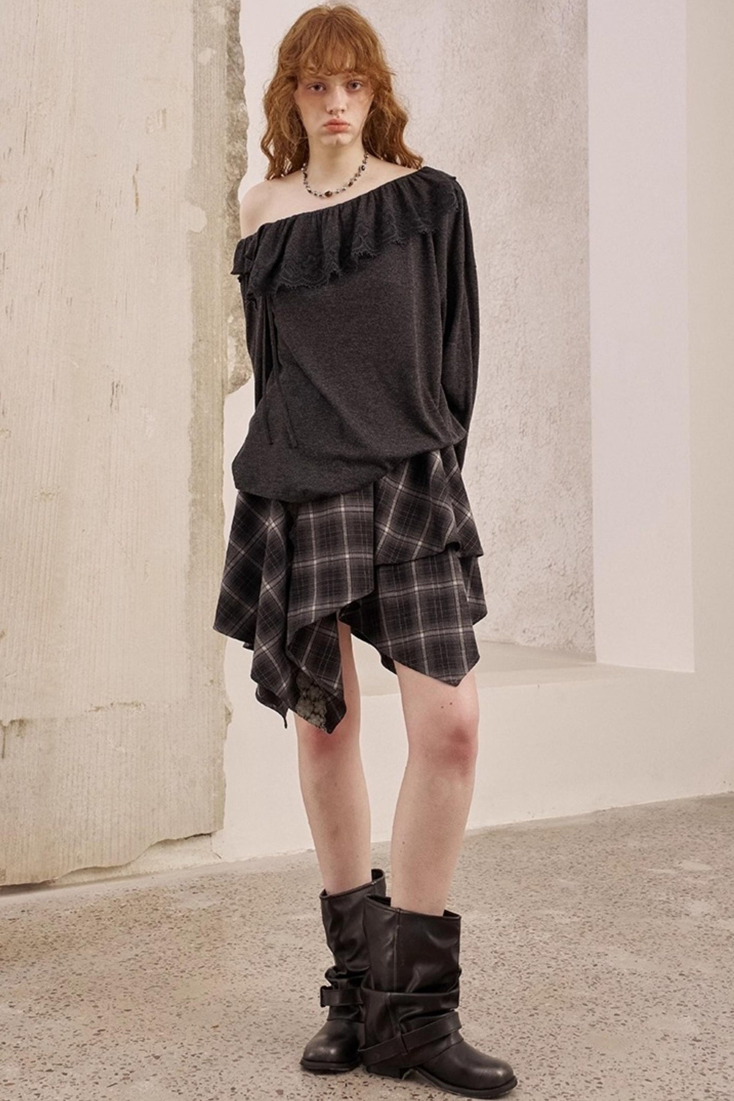 Lace Panel Loose Knit Top