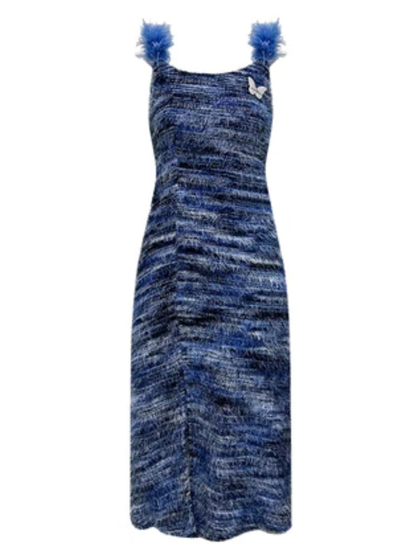 Wool Stripe Slim inner knit dress