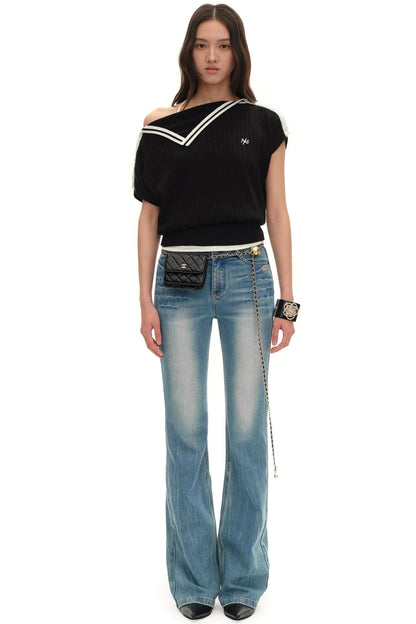 Acetate Wool Asymmetrical Top