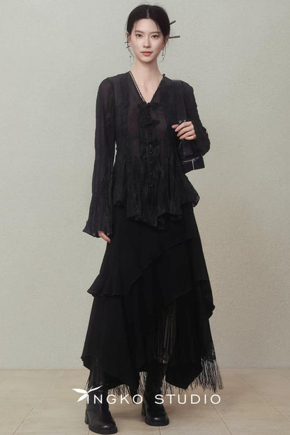 Layered Asymmetrical Lace Skirt
