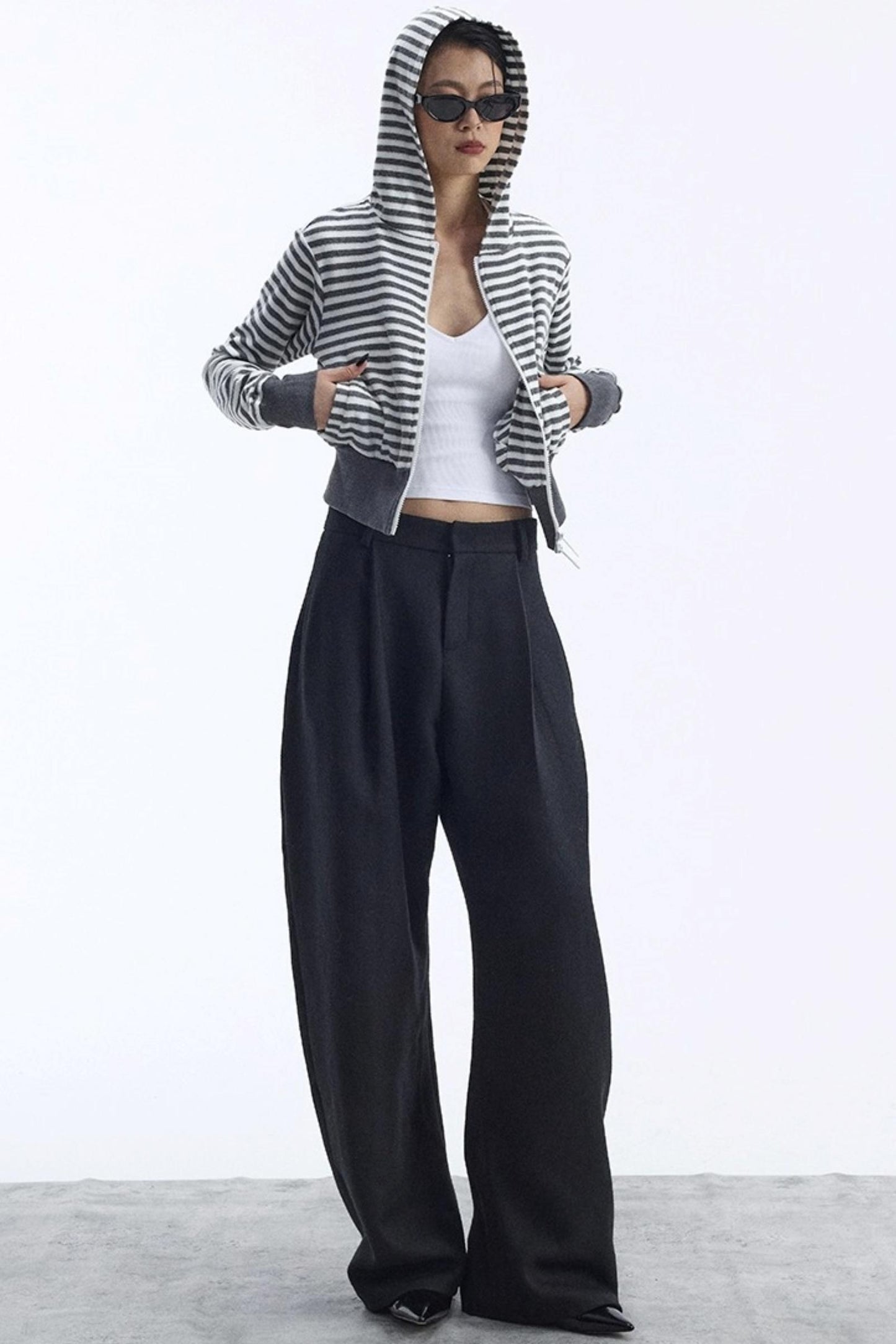 Black Wool Scimitar Trousers