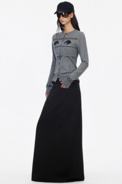 Two Piece Wool Knit Cardigan Set-Up